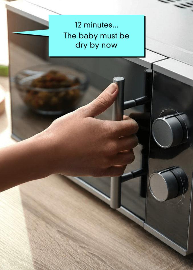 Give the 12 Minutes Funny Greeting Card from Twisted Gifts as a twisted gift to remind everyone that the baby must be out of the microwave in 12 minutes.