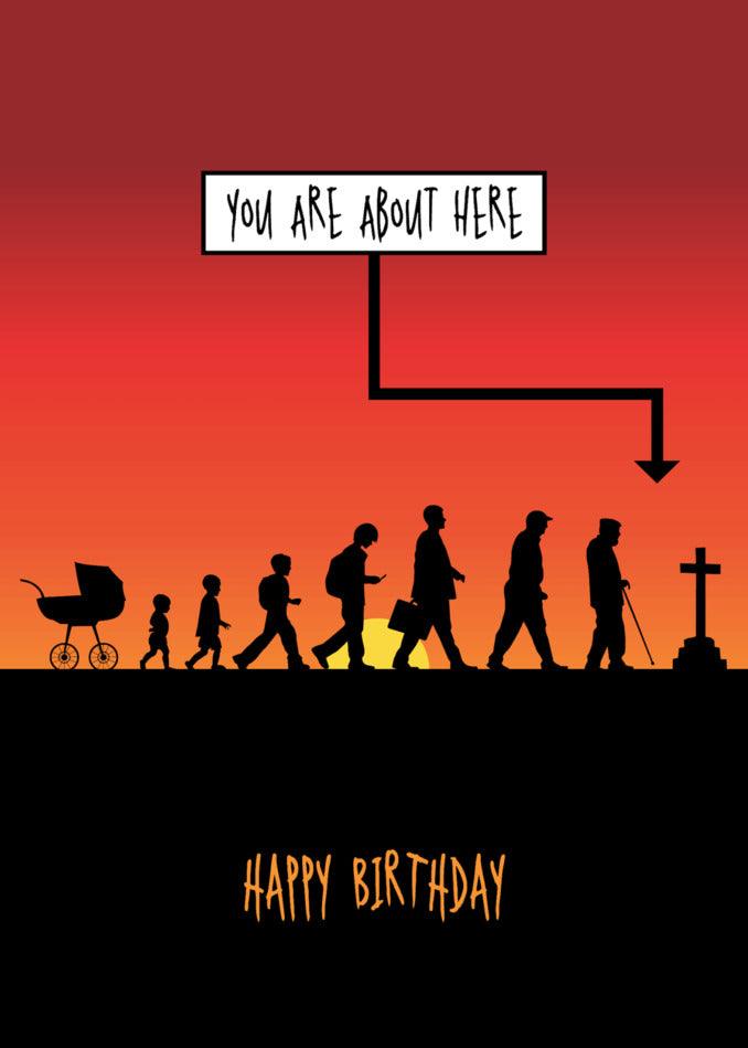 You are about to open a About Here Insulting Birthday Card from Twisted Gifts.