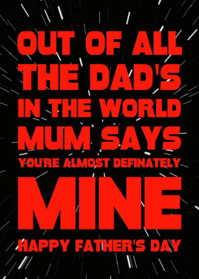 Out of all the dads in the world, mine received a truly All Of The Dads Funny Father's Day Card. Mum says it was absolutely tongue in cheek and made him happy from Twisted Gifts.
