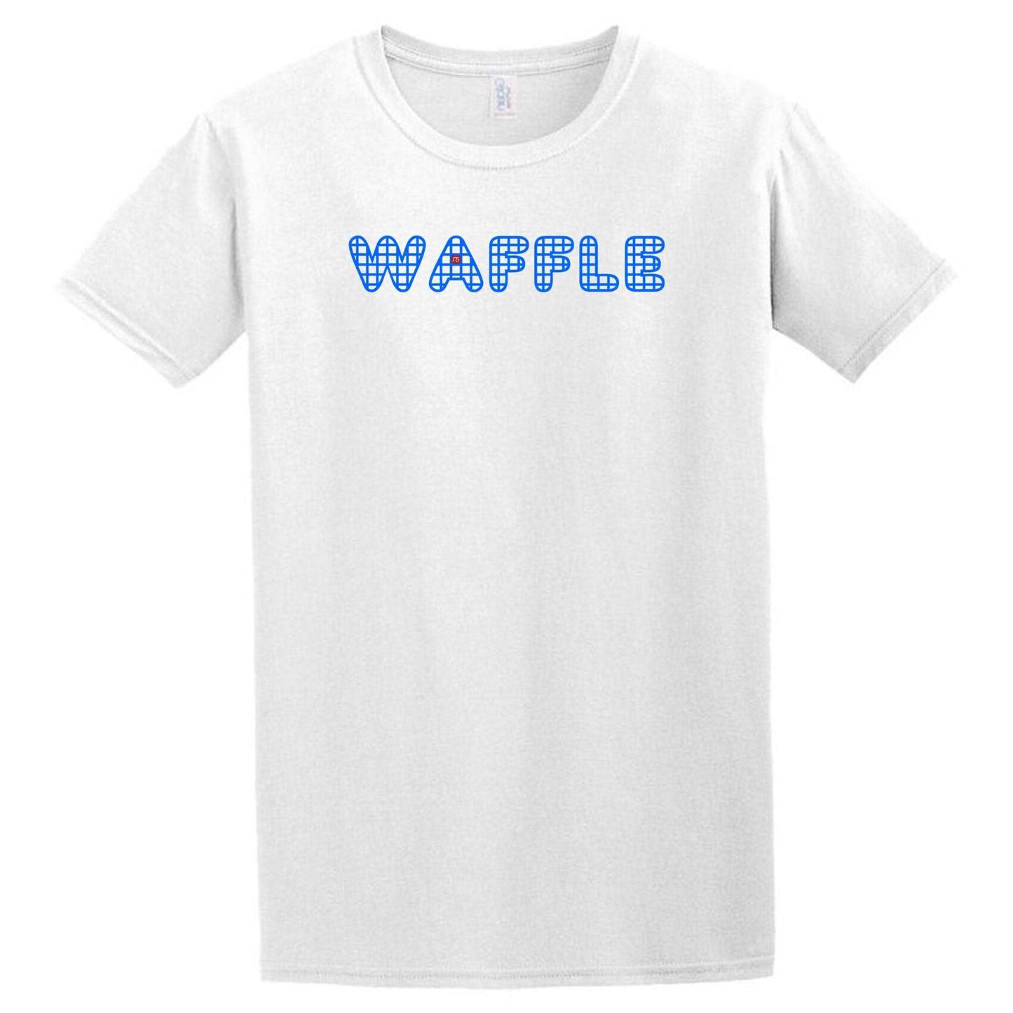 A Blue Waffle T-Shirt with the word waffles on it, from Twisted Gifts.