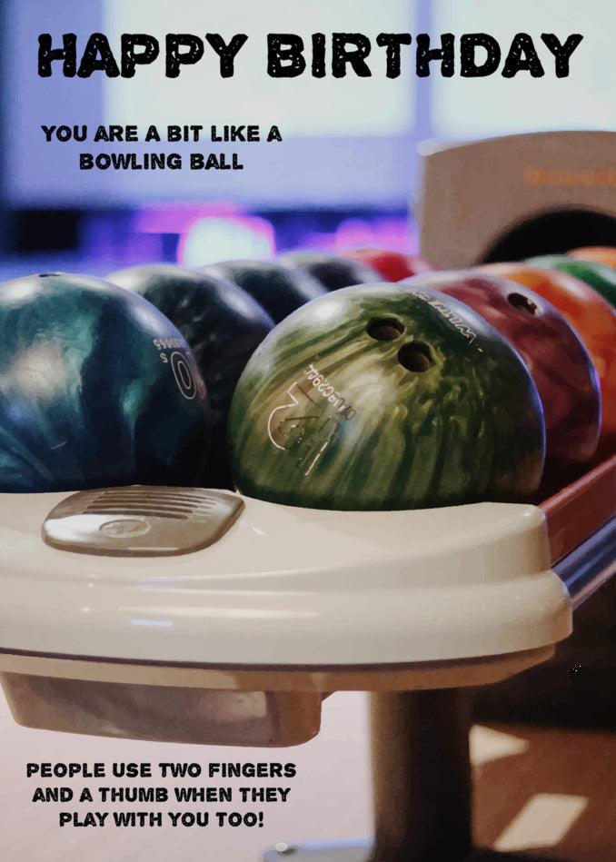 A table adorned with a group of funny Twisted Gifts Bowling Insulting Birthday Cards, placed as a twisted gift or potential birthday card idea.