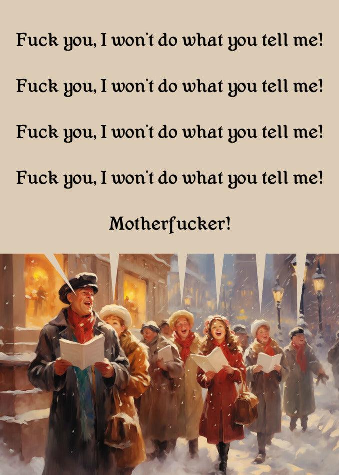 A Twisted Gifts Carols Funny Christmas Card that will make you laugh out loud.