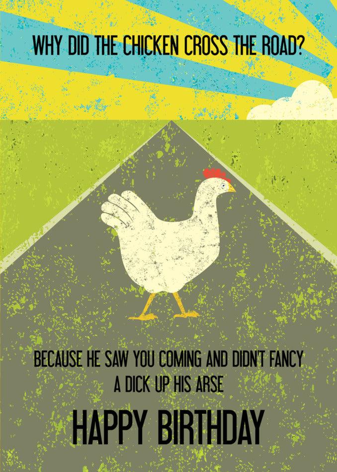 Looking for a hilarious birthday card? Check out our Twisted Gifts collection! Featuring a side-splitting scenario of a chicken crossing the road, this Chicken Rude Birthday Card from Twisted Gifts is guaranteed to bring laughter and joy.