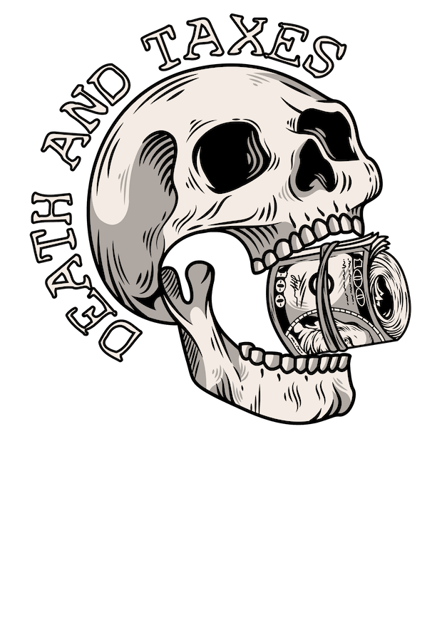 A Death And Taxes T-Shirt from Twisted Gifts with the words death and taxes on it.