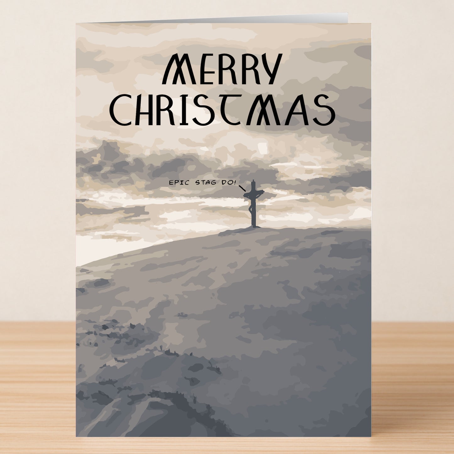 Twisted Gifts' Epic Funny Christmas Card features "Merry Christmas" above a grayscale stag on a hilltop with "Epic Stag Doe" nearby—a humorous design perfect for spreading holiday cheer.