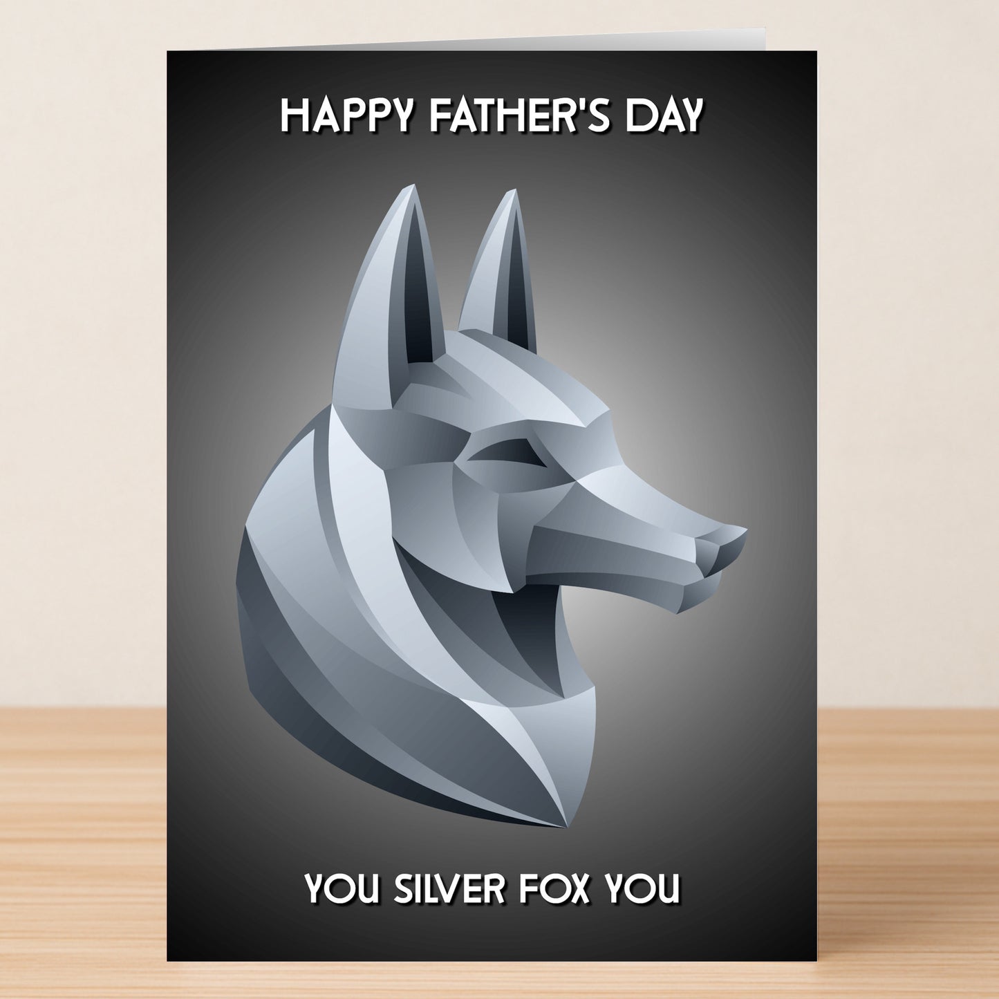 The Twisted Gifts Silver Fox Funny Father's Day Card features a stylized fox head, "HAPPY FATHER'S DAY" on top, and the dad joke "YOU SILVER FOX YOU" at the bottom.