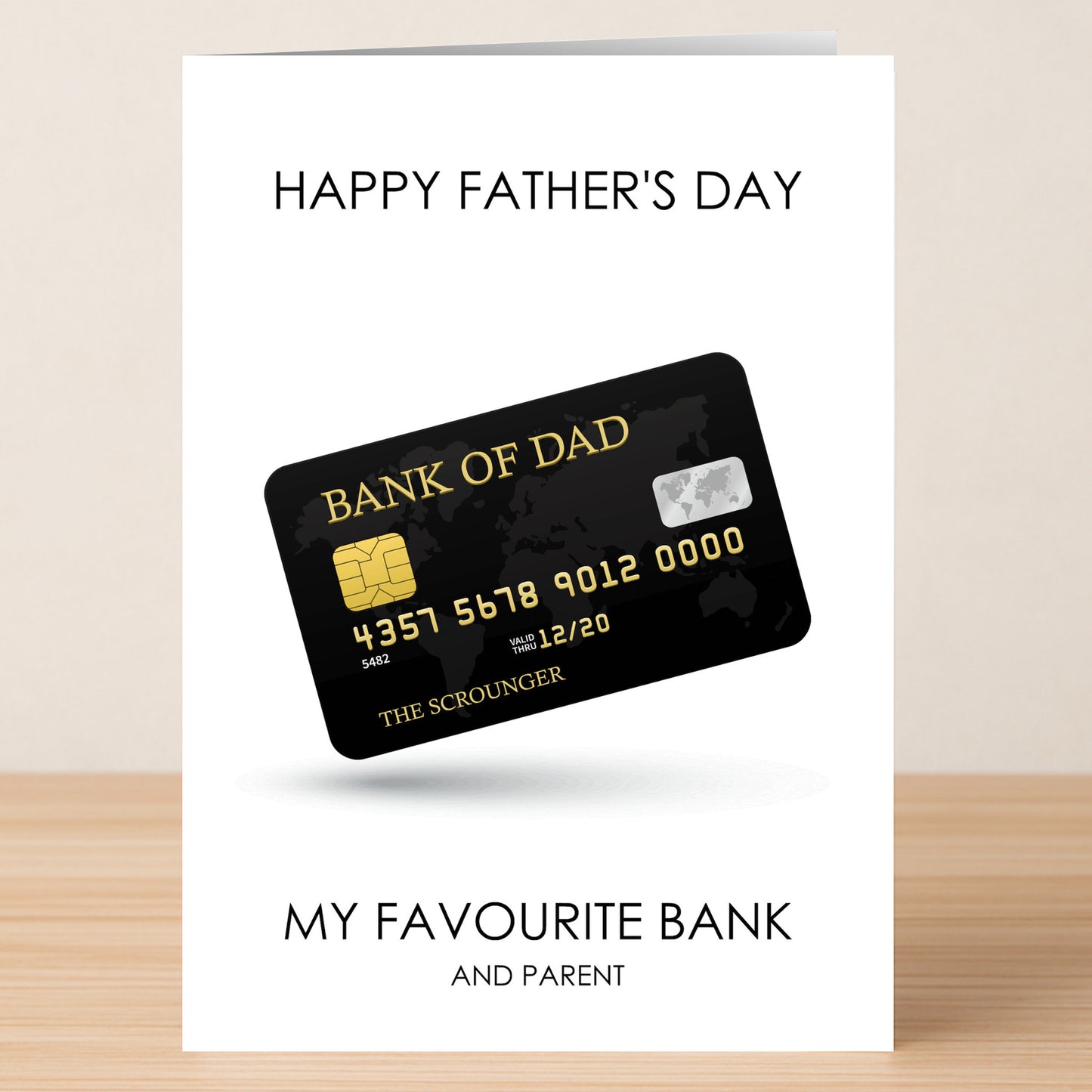 Give dad a laugh with the Twisted Gifts Bank Of Dad Funny Father's Day Card, featuring a credit card design and the message, "Happy Father's Day" and "My favourite bank and parent.