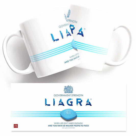 Give a Liagra Mug with the word liraga on it from Twisted Gifts.