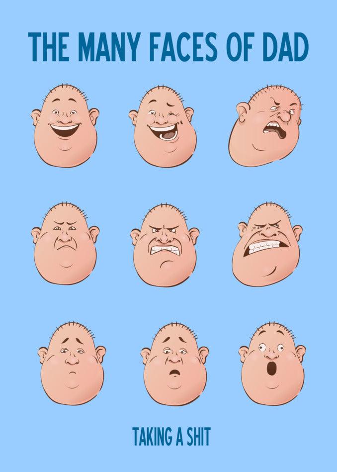 A set of Many Faces Funny Father's Day Cards, perfect for Twisted Gifts or a Father's Day Card.