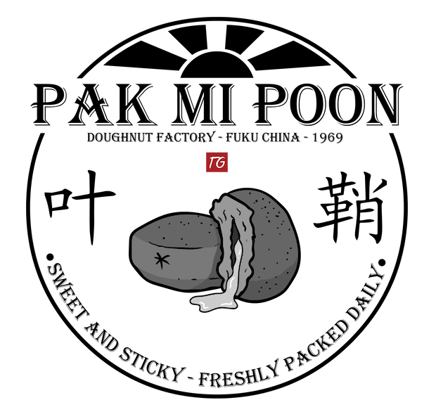 A cartoon image of a Pak Mi Poon T-Shirt with a letter on it. (Brand: Twisted Gifts)