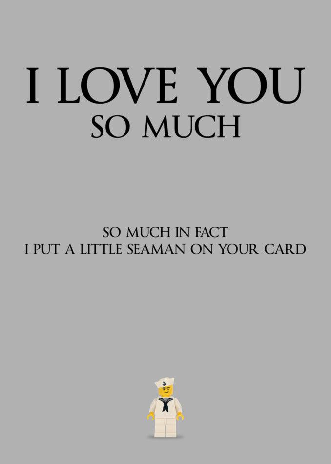 I love you so much no matter how funny or romantic our Twisted Gifts' Seaman Rude Valentine's Card is, even if I put a little seaman on it.
