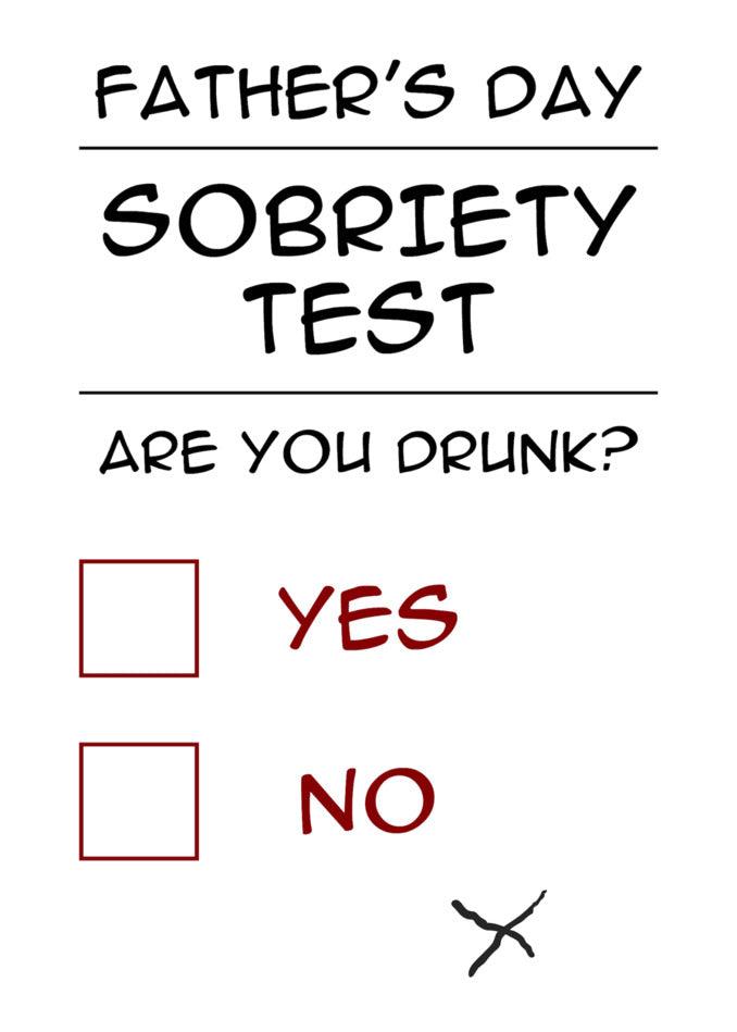 The Twisted Gifts Sobriety Funny Father's Day Card incorporates a Sobriety Test twist to bring humor to the celebration.