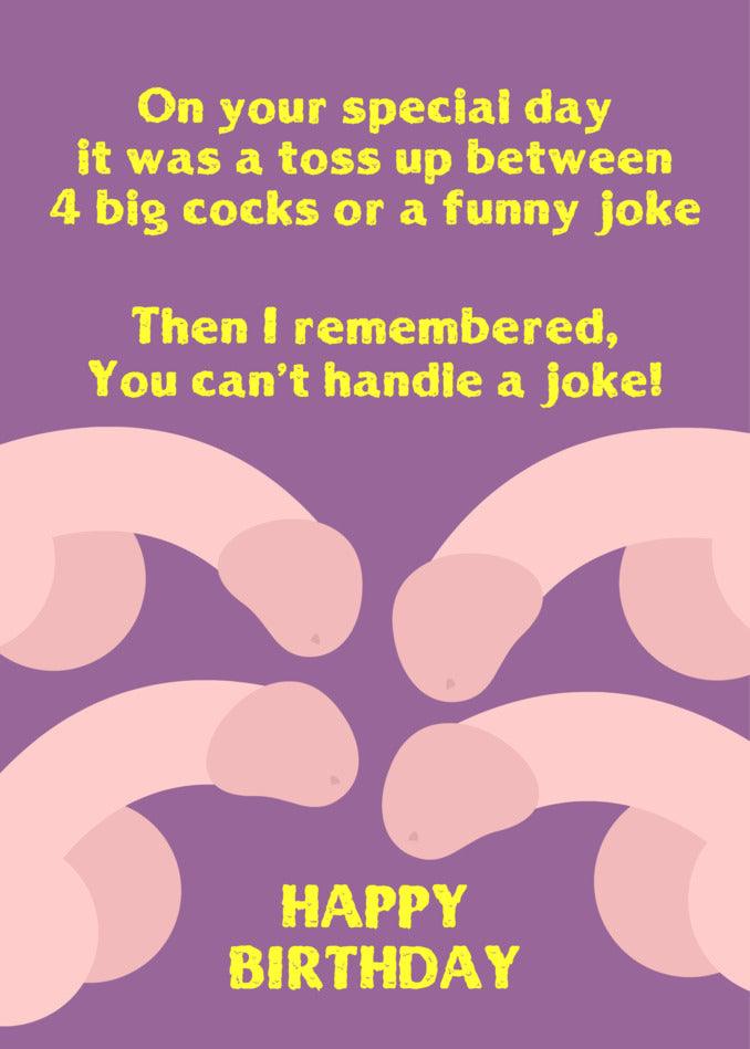 On your special day, enjoy a Toss Up Rude Birthday Card from Twisted Gifts that is guaranteed to bring laughs.