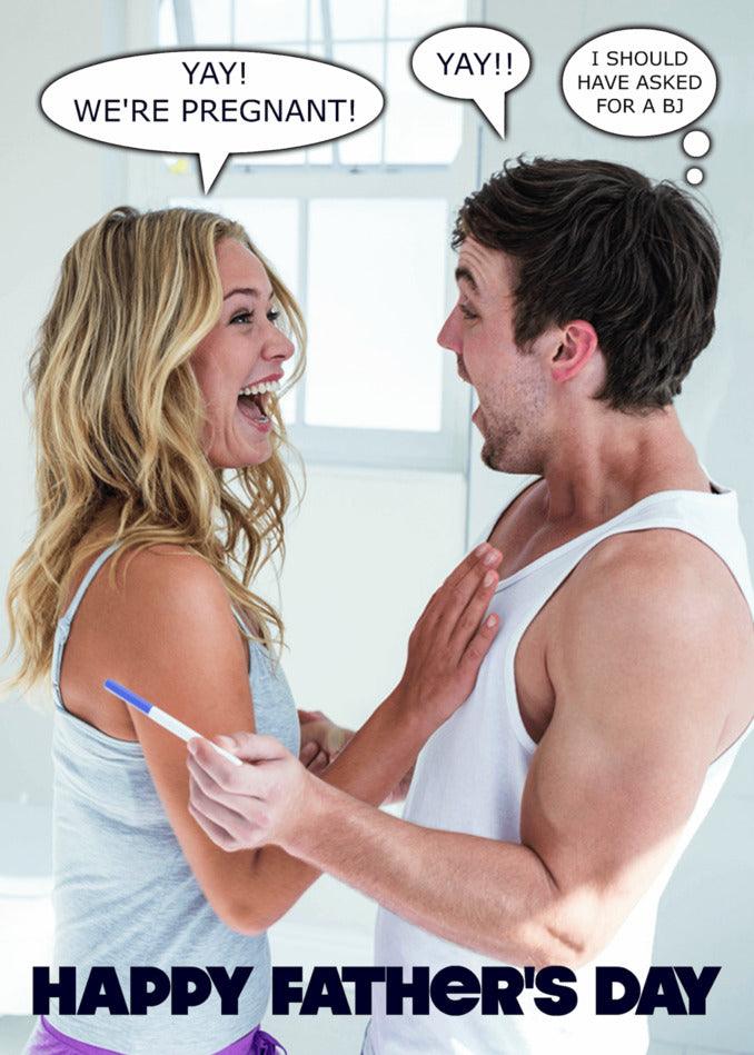 A funny man and woman laughing over a YAY Insulting Father's Day Card from Twisted Gifts.