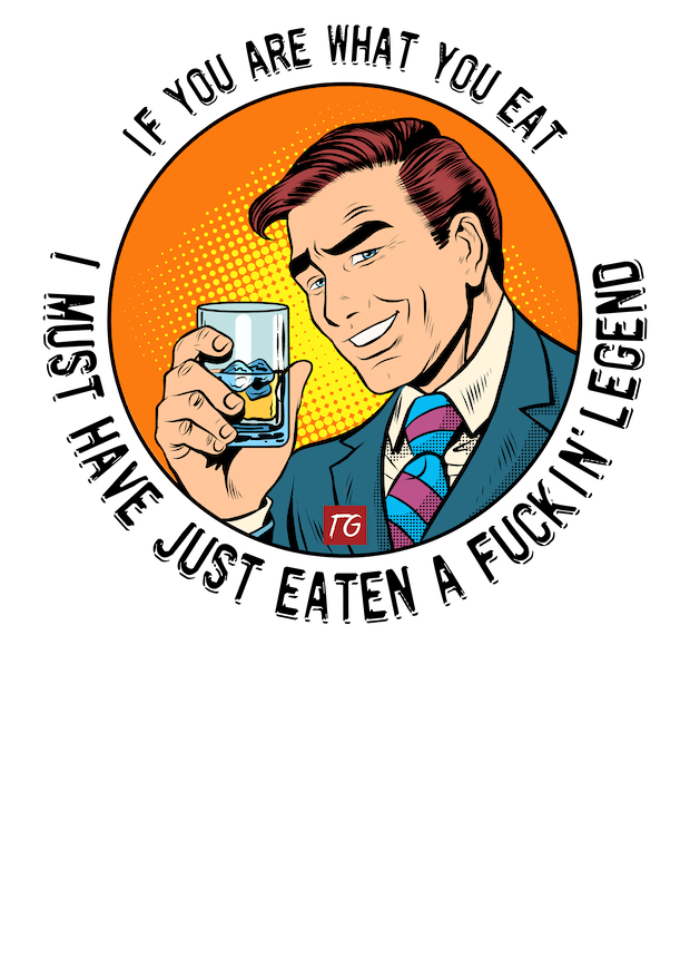 A man is holding a Legend T-Shirt from Twisted Gifts.