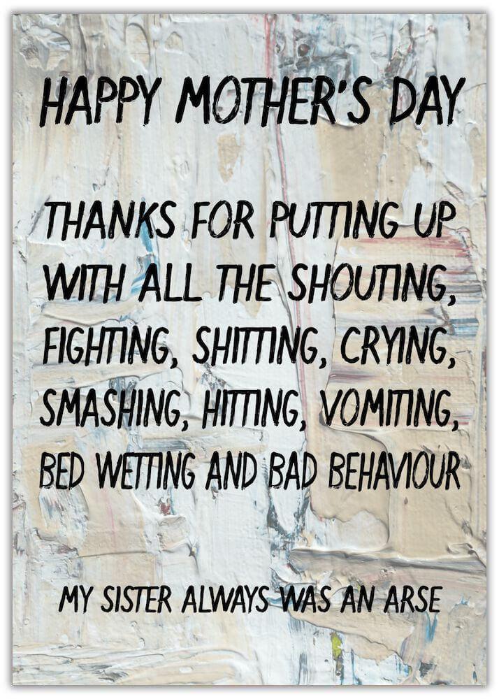 Funny happy hot sale mothers day sister