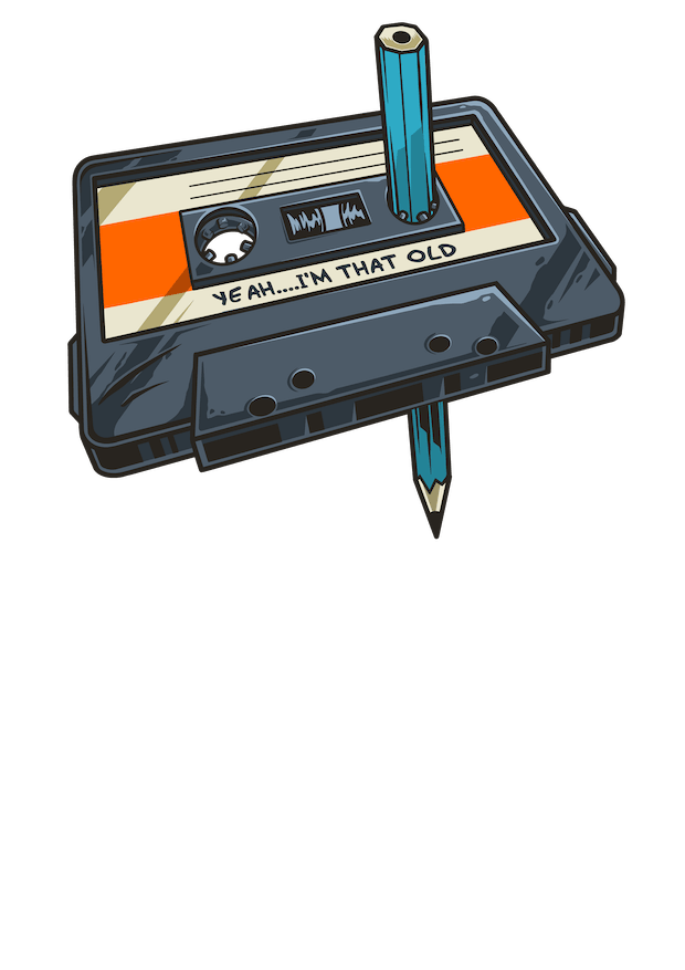A That Old T-Shirt with a pen on it, made by Twisted Gifts.