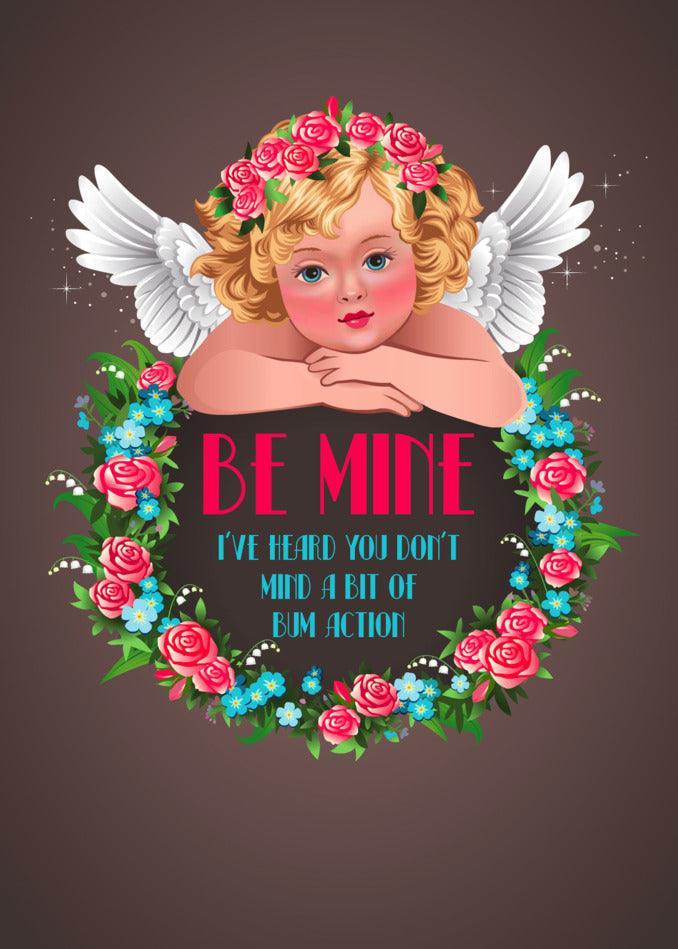 Twisted Gifts presents a delightful Action Rude Valentine's Card featuring a cute angel and beautiful flowers.