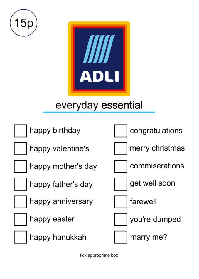 Twisted Gifts' Adli Funny Greeting Card worksheet featuring Funny Greetings Card essentials.