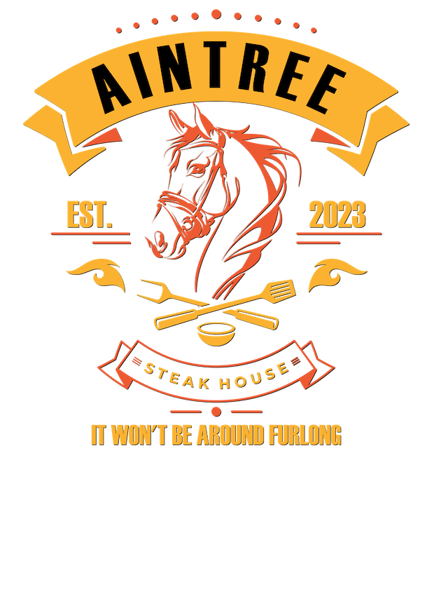 Twisted Gifts Aintree horse-themed steak house t-shirt with a funny print.