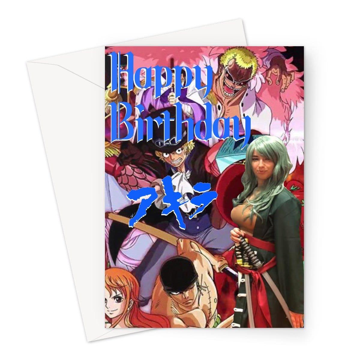 A Twisted Gifts Akira Greeting Card featuring anime characters to celebrate a birthday.