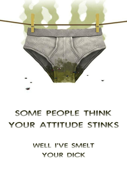 Looking for a Twisted Gifts Attitude Dick Insulting Greeting Card or funny greeting card for a twisted gift? Discover a hilarious option from Twisted Gifts that will leave everyone laughing. Whether you're trying to change the perception of your attitude or simply want to bring