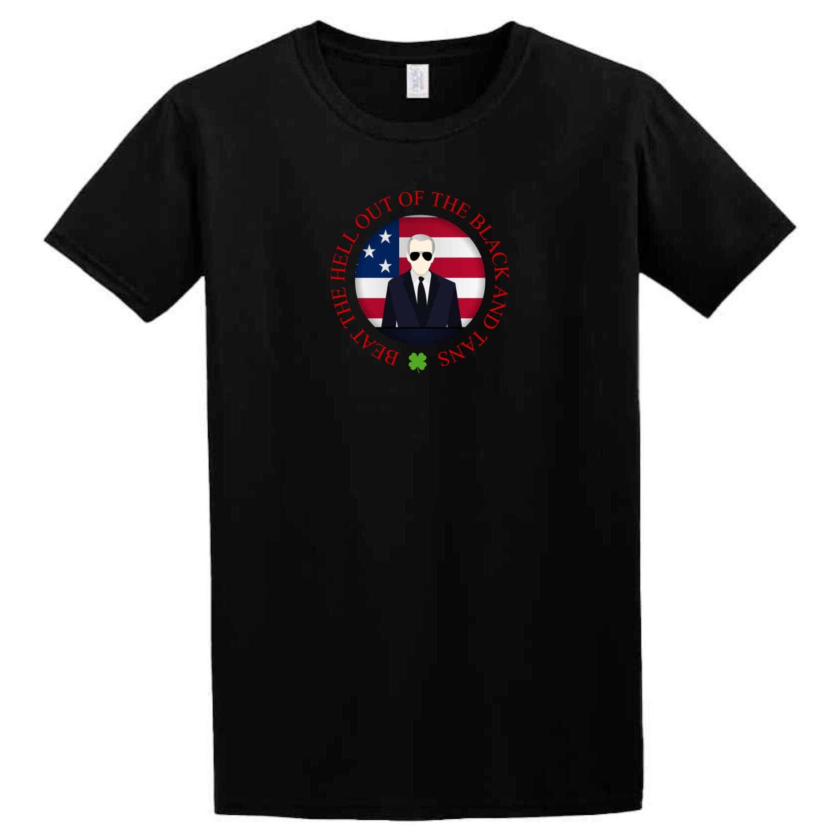 A Twisted Gifts Black and Tans T-Shirt with an image of the president of the United States.