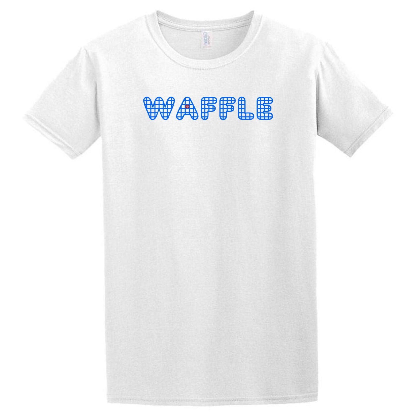 A Blue Waffle T-Shirt with the word waffles on it, from Twisted Gifts.