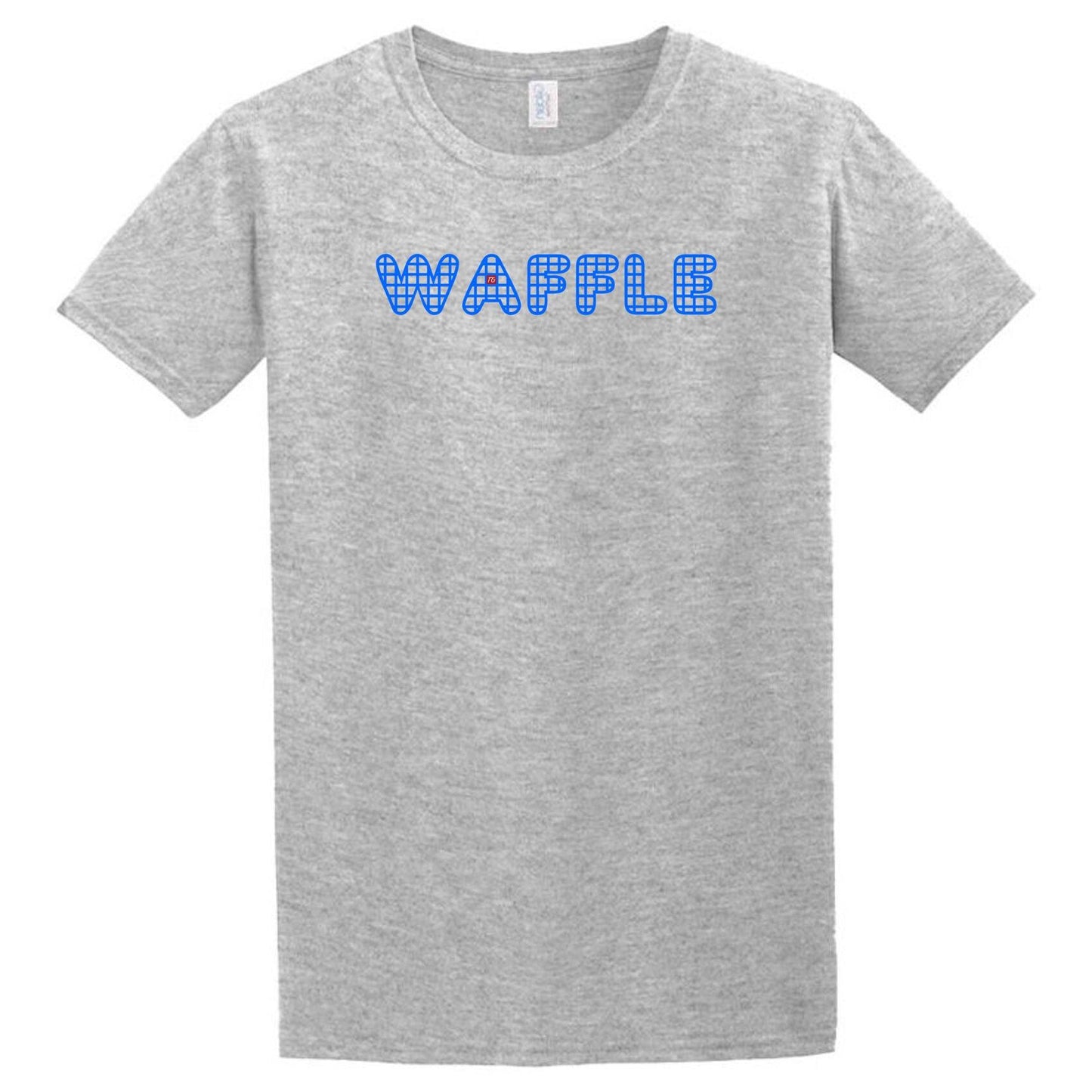 A Blue Waffle T-Shirt with the word waffles on it by Twisted Gifts.