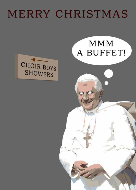 Pope John Paul II - Merry Christmas with a dark humoured card from Twisted Gifts and the Buffet Funny Christmas Card.
