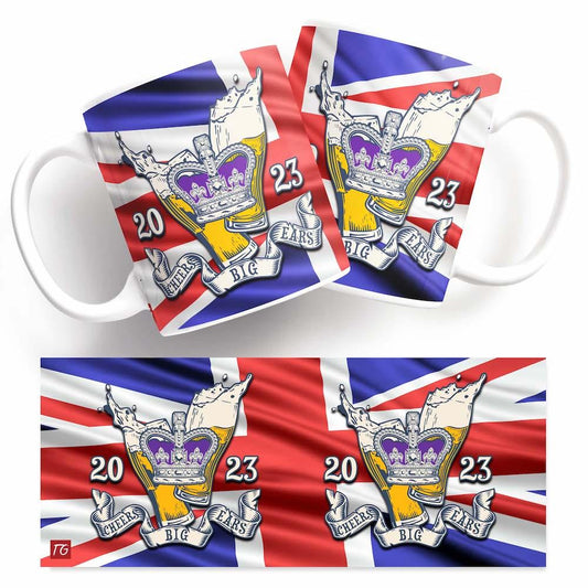 Two Cheers Big Ears mugs with a Twisted Gifts British flag design.