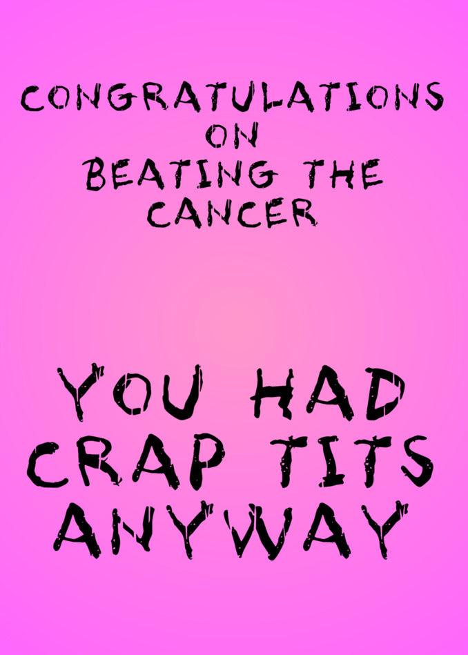 Congratulations on beating the Crap Tits Rude Congratulations Card from Twisted Gifts you had.