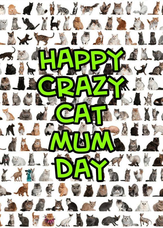 Funny cat Twisted Gifts Crazy Cat Mum Funny Mother's Day Card.