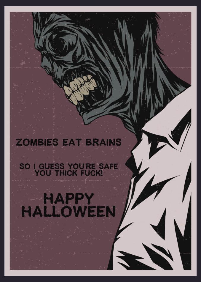 Twisted Gifts' Eat Brains Insulting Halloween card.