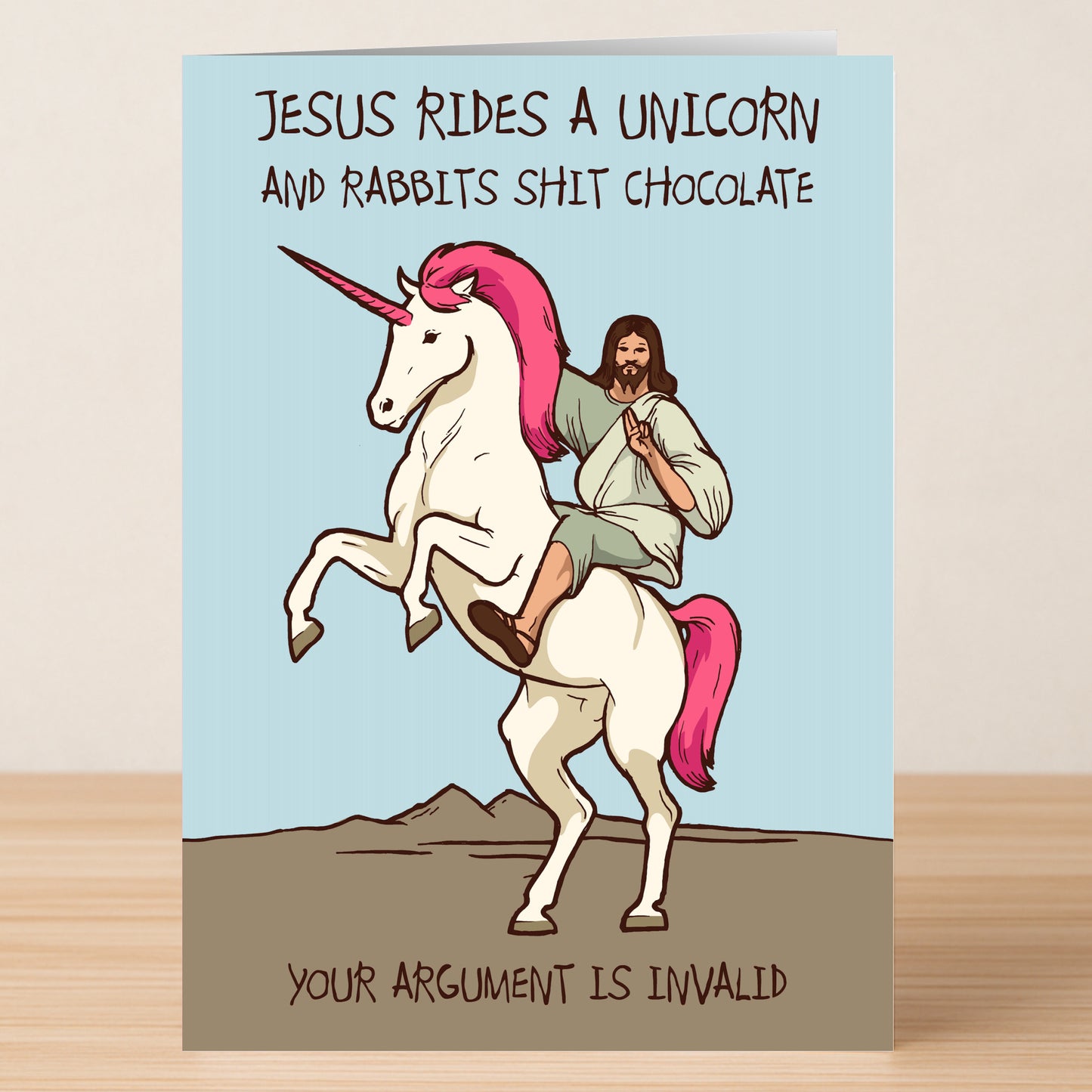 The Unicorn Jesus Rude Easter Card by Twisted Gifts features a hilarious illustration and cheeky text—perfect for anyone with a quirky sense of humor this Easter.