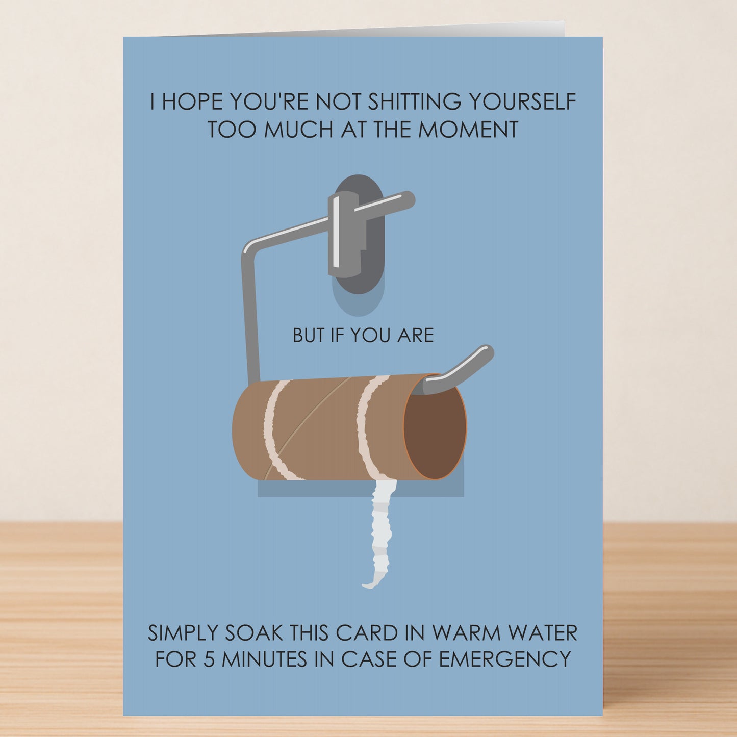 Cheer someone up with the Twisted Gifts "In Case Of Emergency Funny Get Well Soon Card," featuring an empty toilet paper roll and a witty message about using the card as emergency TP—perfect for a speedy recovery!.