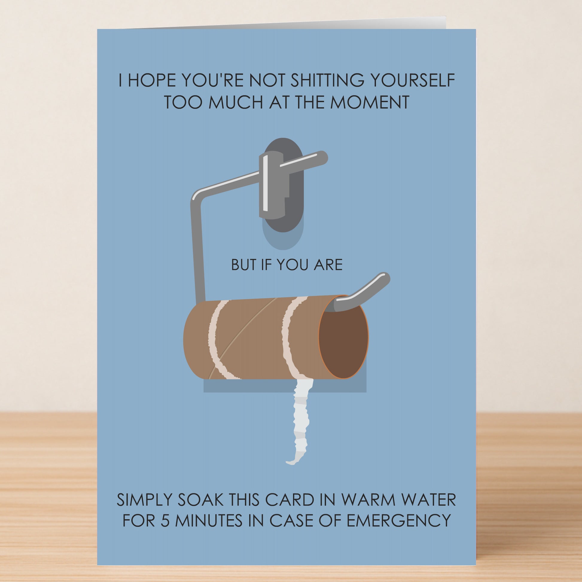 Cheer someone up with the Twisted Gifts "In Case Of Emergency Funny Get Well Soon Card," featuring an empty toilet paper roll and a witty message about using the card as emergency TP—perfect for a speedy recovery!.