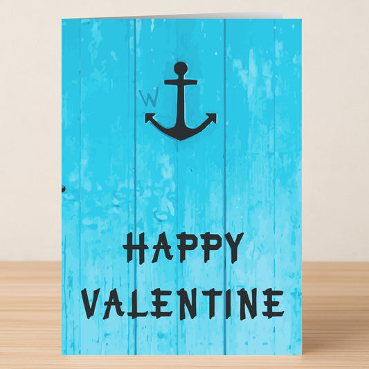The W-Anchor Funny Valentine's Card by Twisted Gifts features a blue design with a black anchor and "HAPPY VALENTINE" message—perfect for sharing punny humor on Valentine’s Day.