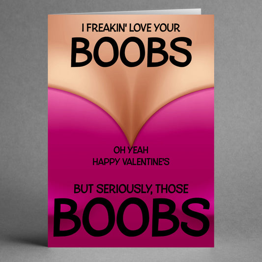 Celebrate your appreciation for a partner with humor using the "Boobs Rude Valentine's Card" by Twisted Gifts.