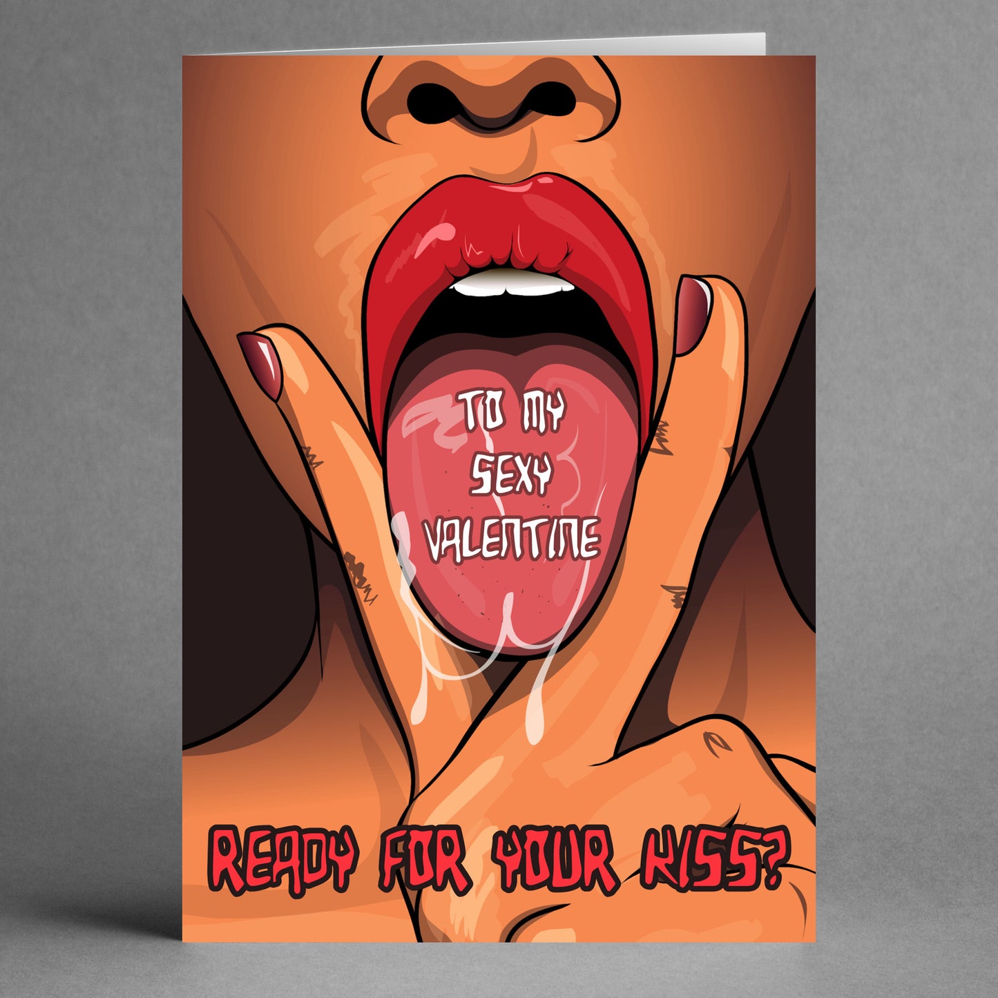 The "Ready For Your Kiss Rude Valentine's Card" by Twisted Gifts features a cheeky design with lips displaying the message "To my sexy Valentine" on the tongue and a playful tease below that reads, "Ready for your kiss?" This card is perfect for a playful Valentine's Day surprise.