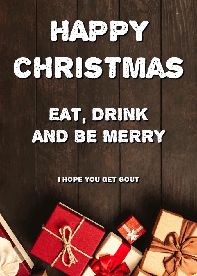 Spread festive cheer with Twisted Gifts and a Gout Funny Christmas Card.