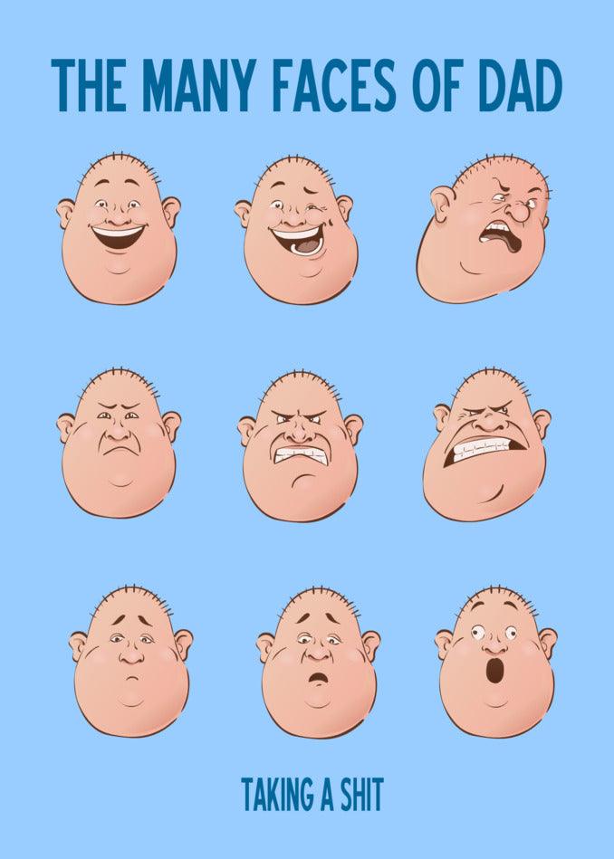 A set of Many Faces Funny Father's Day Cards, perfect for Twisted Gifts or a Father's Day Card.