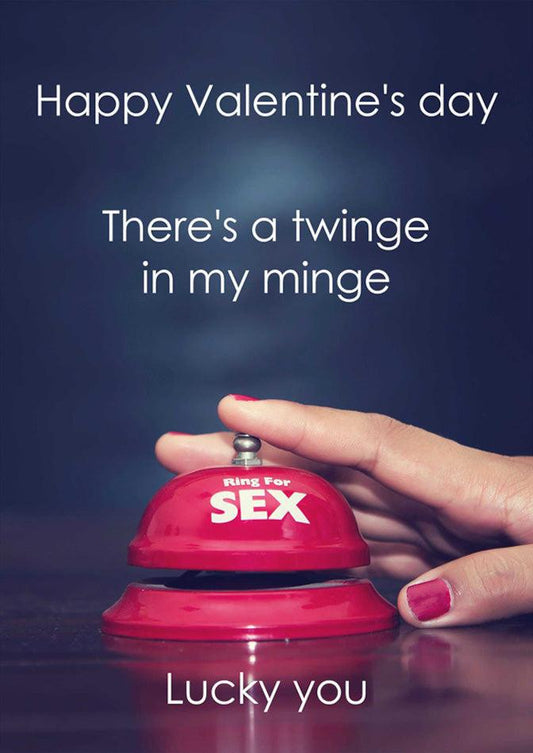 Playful Valentine's Day Minge Funny Greeting Card by Twisted Gifts.