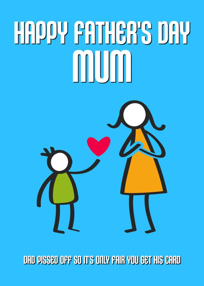 Happy Father's Day mum - Twisted Gifts presents the Mum Funny Father's Day Card as the perfect way to celebrate this special occasion. Show your appreciation and love for your mum by surprising her with a heartfelt card.