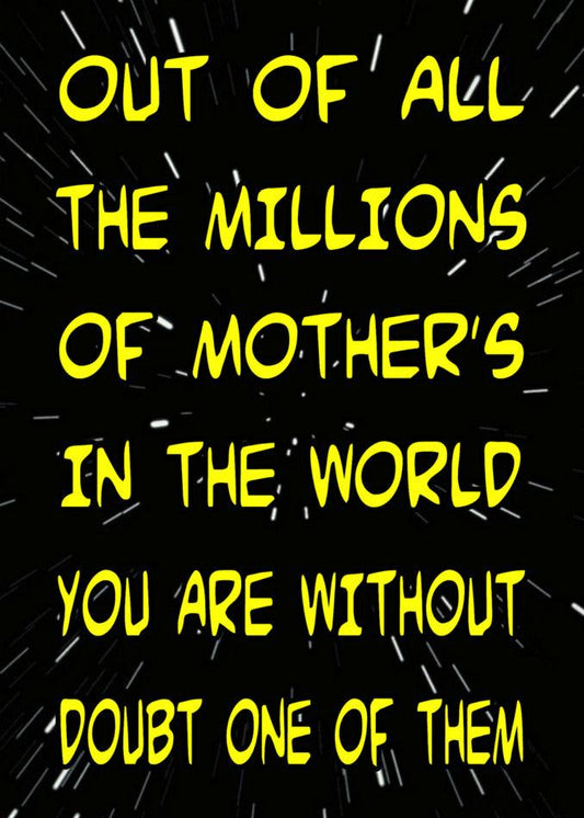A Twisted Gifts One Of Them Funny Mother's Day Card with yellow text on a black background, perfect for one in a million moms.