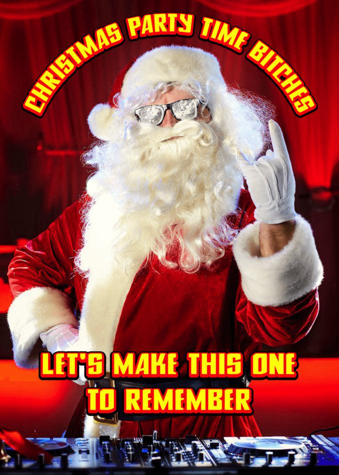 Dj Twisted Gifts Christmas party, One To Remember Funny Christmas Card.