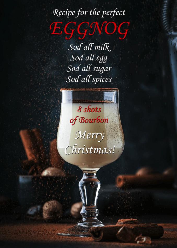 Ensure your holiday season is a delightful one with this exquisite recipe for the Perfect Eggnog Funny Christmas Card from Twisted Gifts. Infused with the rich flavors of bourbon, this indulgent beverage is a must-have for any celebration.