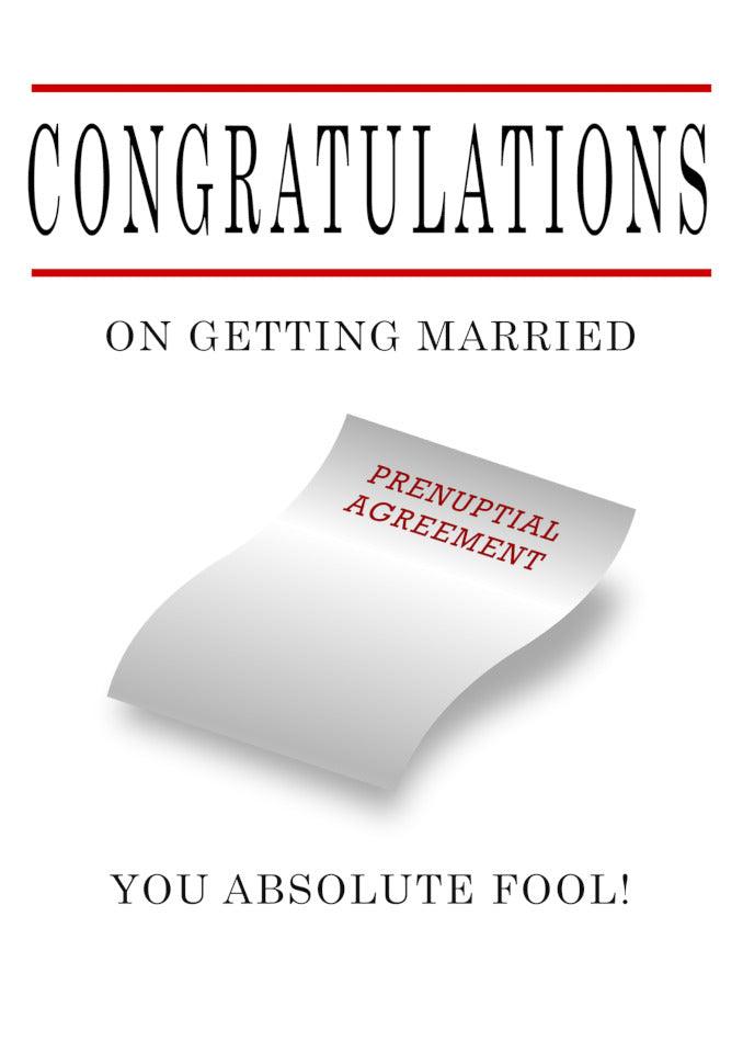 Twisted Gifts' Prenup Rude Congratulations Card.