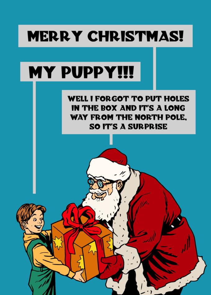Twisted Gifts' Puppy Funny Christmas Card, for animal lovers.