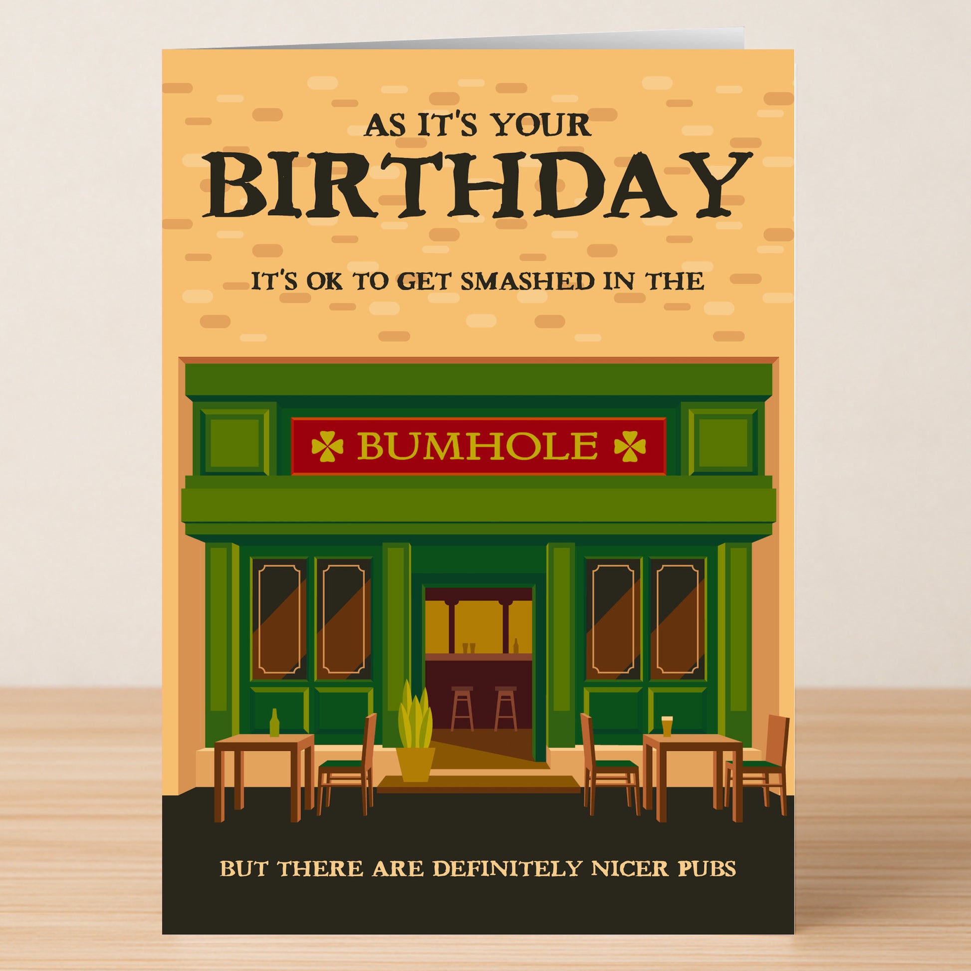 Celebrate with the Bumhole – Rude Birthday Card by Twisted Gifts! This cheeky card is perfect for anyone with a twisted sense of humor and features a hilarious pub design for a truly unforgettable birthday.
